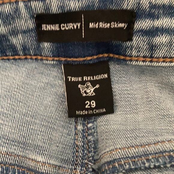 TRUE RELIGION JENNIE CURVY MID-RISE SKINNY JEANS IN WASHED VINTAGE SIZE 29x28 - Picture 10 of 12